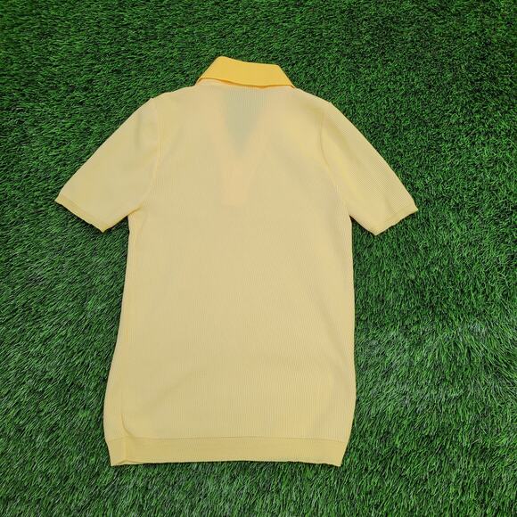 Vintage 80s MOD Pullover Sweater XS/S 15x25 Yellow Ribbed - Picture 2 of 9